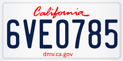 CA license plate 6VEO785