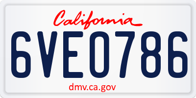 CA license plate 6VEO786