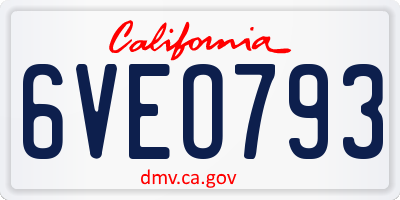 CA license plate 6VEO793