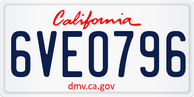 CA license plate 6VEO796