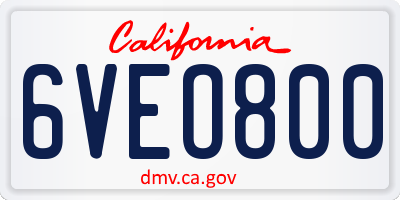 CA license plate 6VEO800