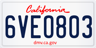 CA license plate 6VEO803