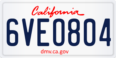 CA license plate 6VEO804