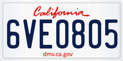 CA license plate 6VEO805