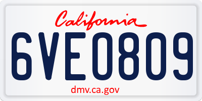 CA license plate 6VEO809