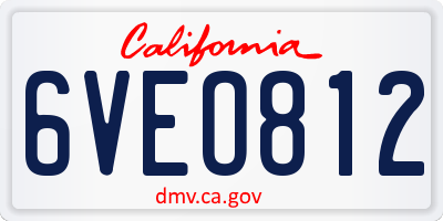 CA license plate 6VEO812