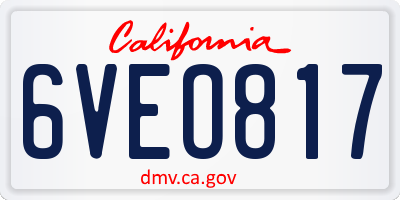 CA license plate 6VEO817