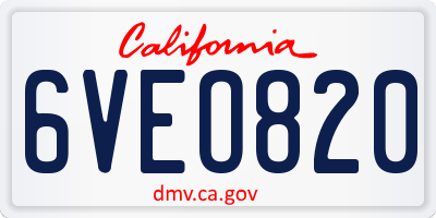 CA license plate 6VEO820