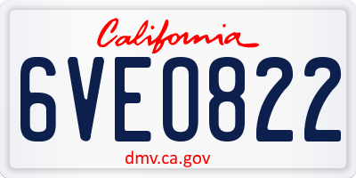 CA license plate 6VEO822