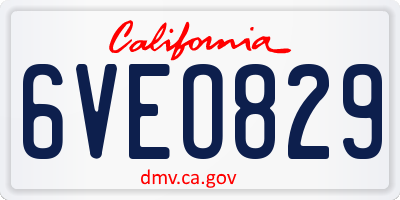 CA license plate 6VEO829
