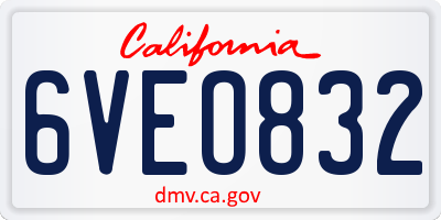 CA license plate 6VEO832