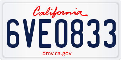 CA license plate 6VEO833