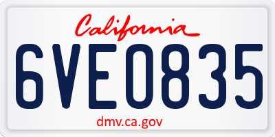 CA license plate 6VEO835