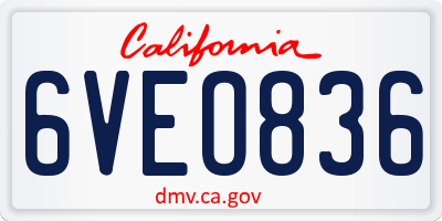 CA license plate 6VEO836