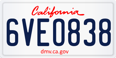 CA license plate 6VEO838