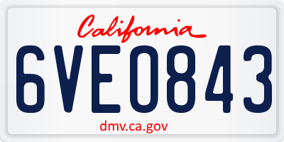 CA license plate 6VEO843