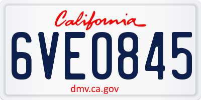 CA license plate 6VEO845