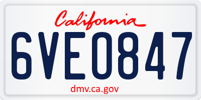 CA license plate 6VEO847