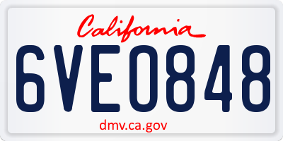 CA license plate 6VEO848