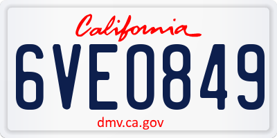 CA license plate 6VEO849
