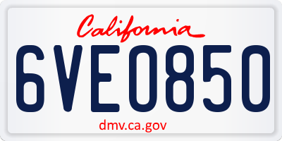 CA license plate 6VEO850