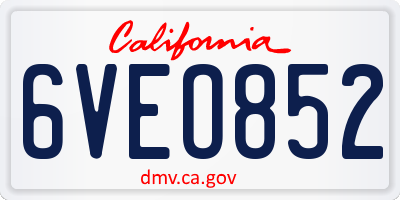 CA license plate 6VEO852
