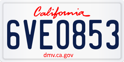 CA license plate 6VEO853