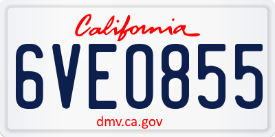 CA license plate 6VEO855