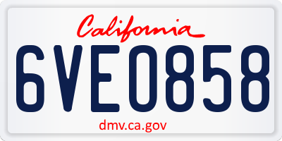 CA license plate 6VEO858