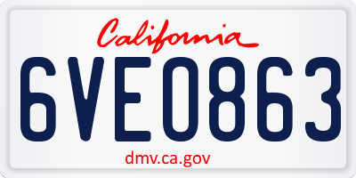 CA license plate 6VEO863