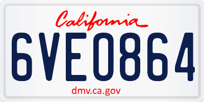 CA license plate 6VEO864