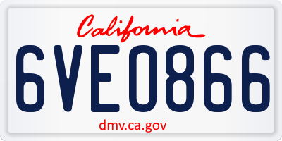 CA license plate 6VEO866