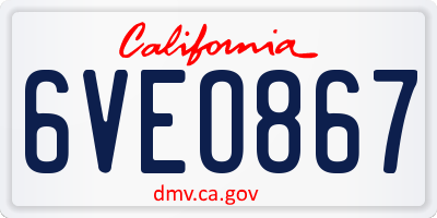 CA license plate 6VEO867