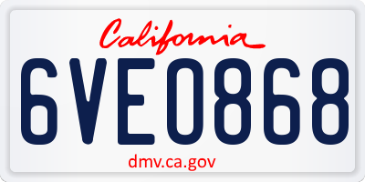 CA license plate 6VEO868