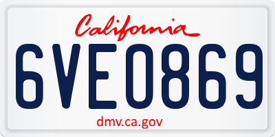 CA license plate 6VEO869
