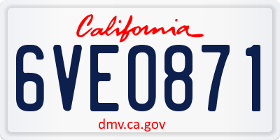 CA license plate 6VEO871