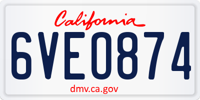 CA license plate 6VEO874