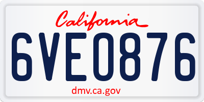 CA license plate 6VEO876