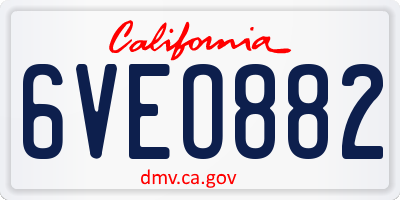 CA license plate 6VEO882