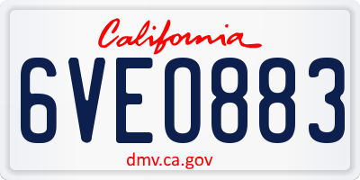 CA license plate 6VEO883