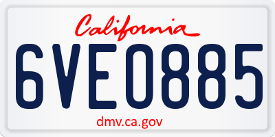 CA license plate 6VEO885