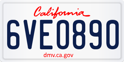 CA license plate 6VEO890