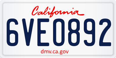CA license plate 6VEO892