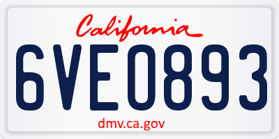 CA license plate 6VEO893