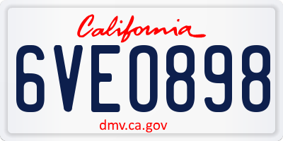 CA license plate 6VEO898