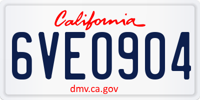 CA license plate 6VEO904