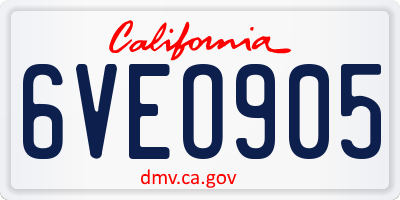 CA license plate 6VEO905