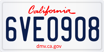 CA license plate 6VEO908