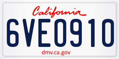 CA license plate 6VEO910