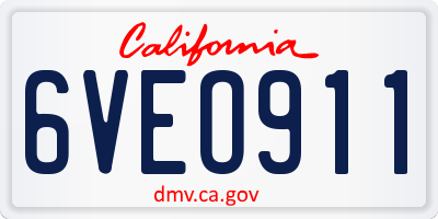 CA license plate 6VEO911